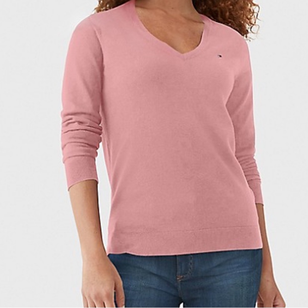 TOMMY HILFIGER SOLID V-NECK SWEATER
